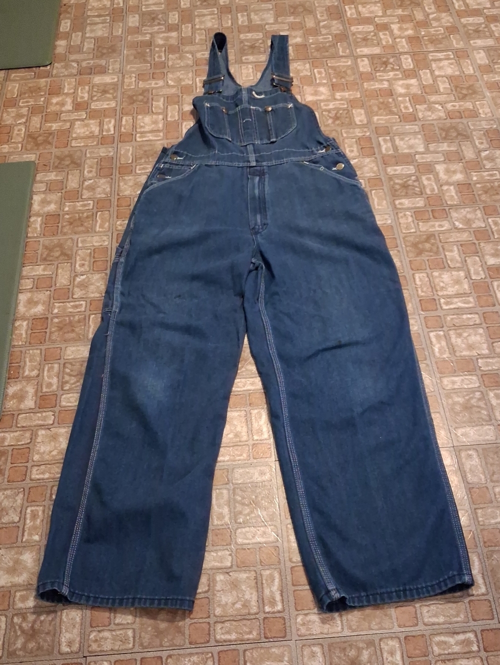 Vintage Sears Roebucks Men's Denim Overalls in Dark Blue 35x32